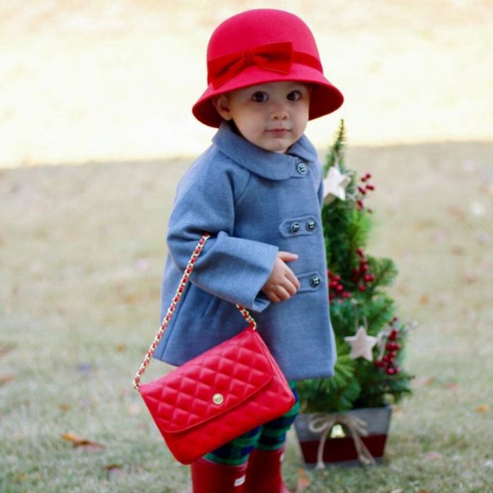 Janie and Jack Red Wool Felt Bow Cloche Hat